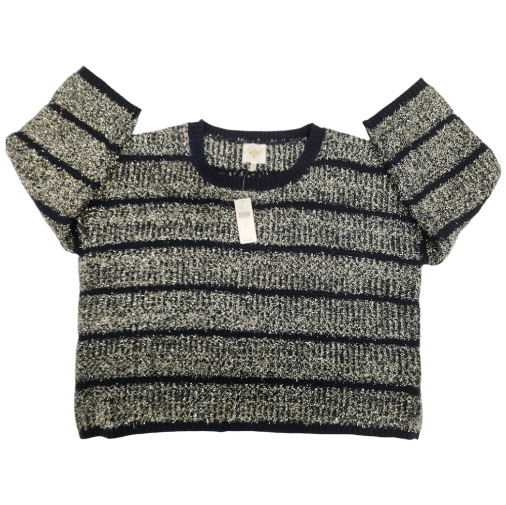 NWT nthropologie HWR Tinsel Striped Sweater SIZE‎ LARGE